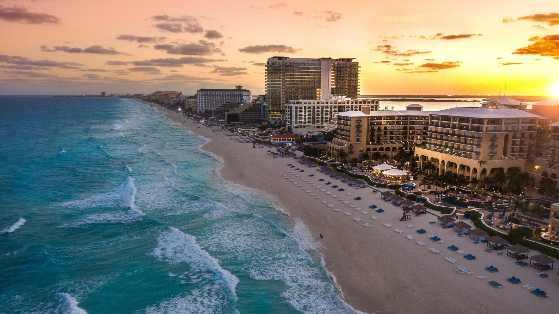 Vista de la zona hotelera de Cancún